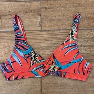 Mae tropical print twist front bikini top